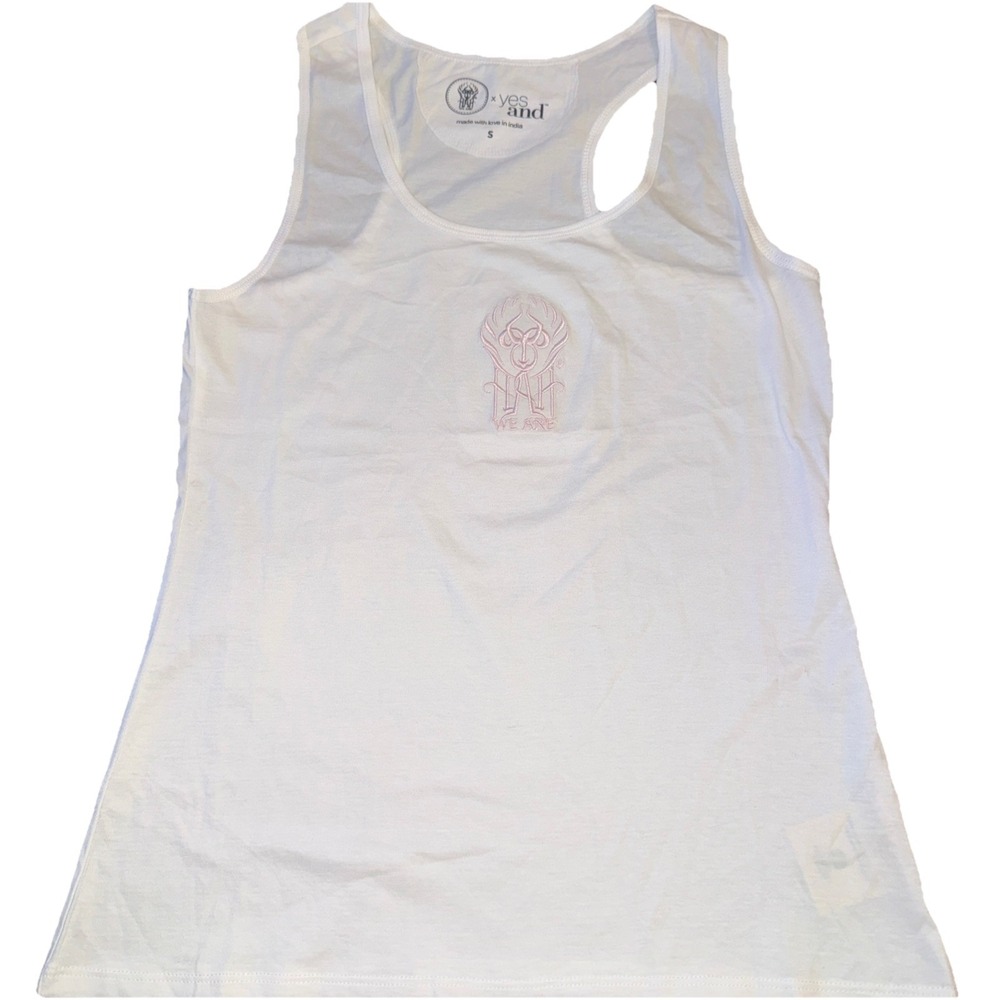 We Are HAH x Yes And Tank Women's Size Small White Pink Embroidery HAHt Cotton